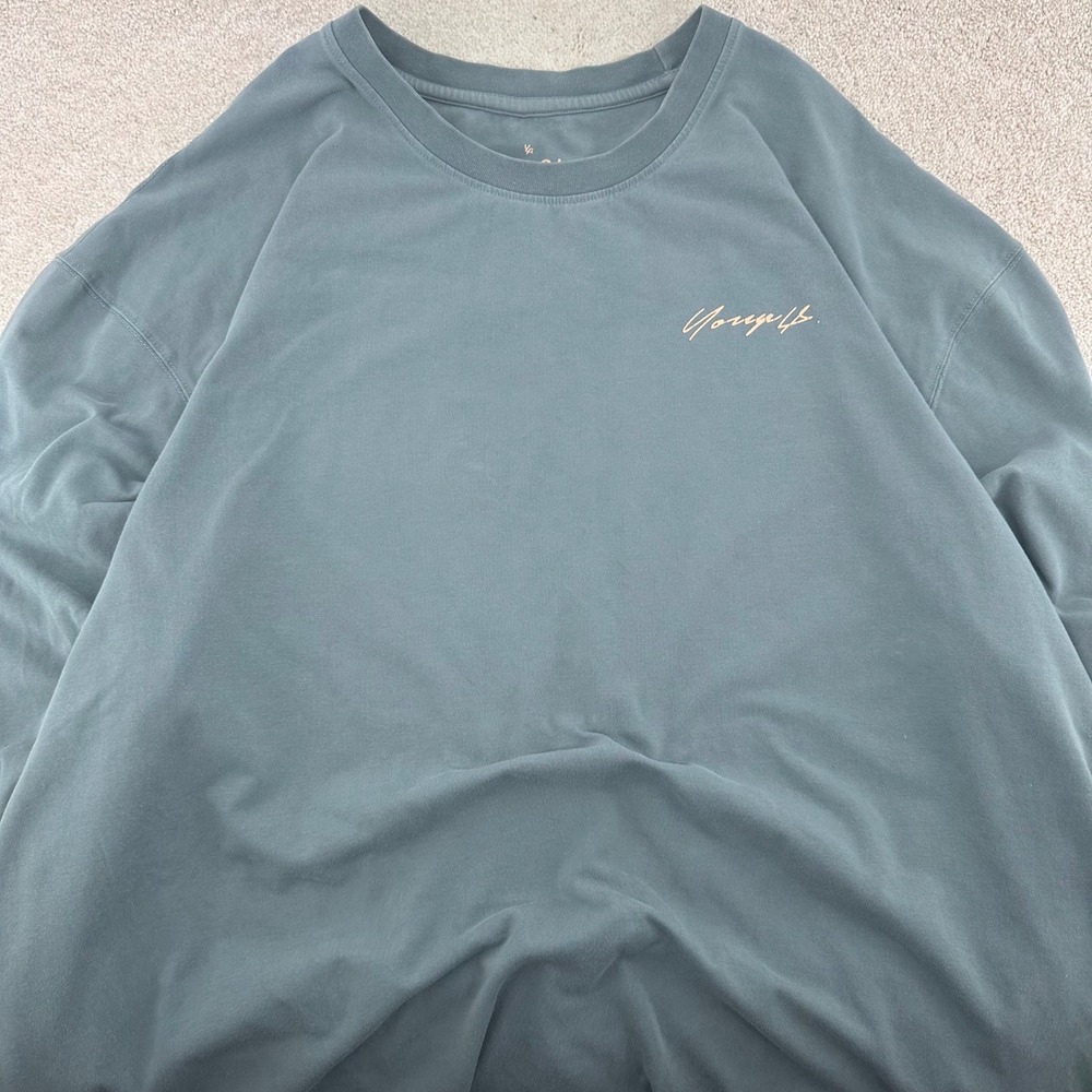 YoungLA Crewneck Shirt Mens XXLarge Blue Long Sleeve Cursive Script